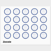 Simple Blue Personalisiert Wedding Runder Aufkleber (Blatt)
