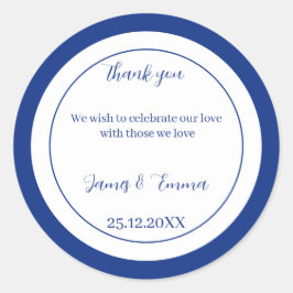 Simple Blue Personalisiert Wedding Runder Aufkleber