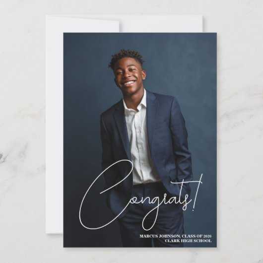 Simple Blue Photo 2026 Graduation Announcement (Vorderseite)