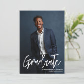 Simple Blue Photo 2026 Graduation Announcement (Stehend Vorderseite)