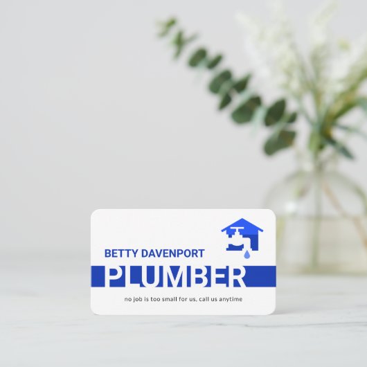 Simple Blue Plumber Pipeline Layer Visitenkarte (Stehend Vorderseite)