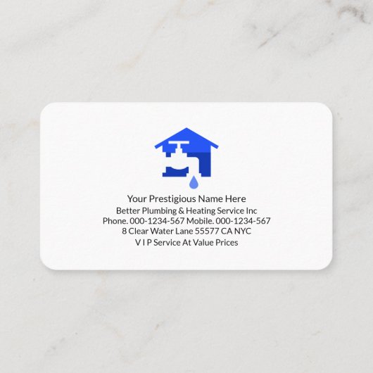 Simple Blue Plumber Pipeline Layer Visitenkarte (Rückseite)