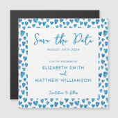 Simple Blue Save the Date Wedding Magnetkarte (Vorne/Hinten)