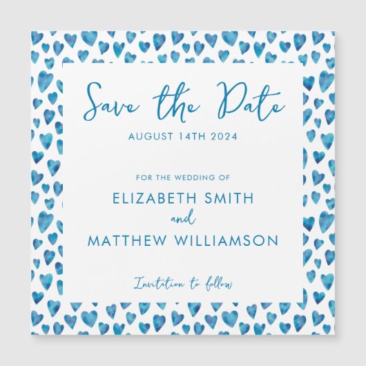 Simple Blue Save the Date Wedding Magnetkarte (Vorderseite)
