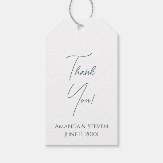 Simple Blue Script Vielen Dank Hochzeit Geschenkanhänger (Vorderseite)