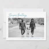 Simple Blue Season's Greetings Holiday Foto (Vorderseite)