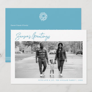 Simple Blue Season's Greetings Holiday Foto