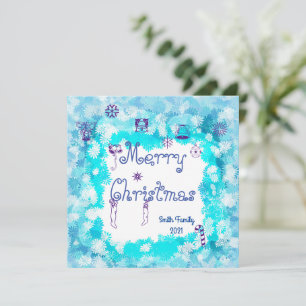 Simple Blue Snowflake Non-Foto Weihnachtskarte Feiertagskarte