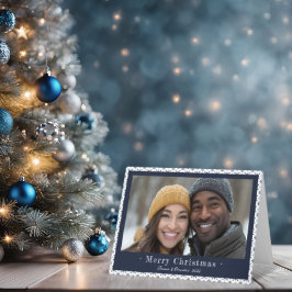 Simple Blue Snowflake Weihnachts-Foto Feiertagskarte