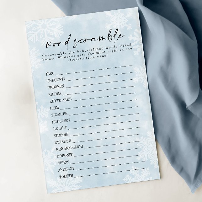 Simple Blue Snowflakes Baby Word Scramble Game (Von Creator hochgeladen)