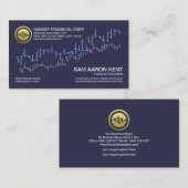 Simple Blue Stock Exchange Graph Wave Financial Visitenkarte (Vorne/Hinten)