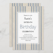 Simple Blue Striped Birthday Einladung (Vorne/Hinten)