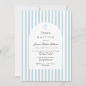 Simple Blue Stripes Baptism Invitation for Boy Einladung (Vorderseite)