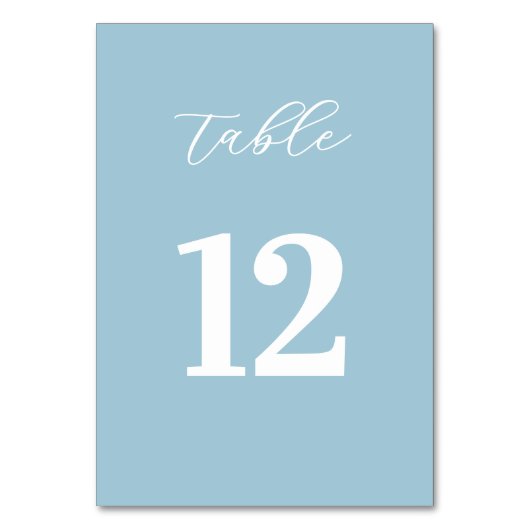 Simple Blue Table Numbers Sign Tischnummer (Vorderseite)