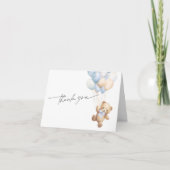 Simple Blue Teddy Bear Baby Boy Dusche Dankeskarte (Vorderseite)
