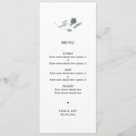 Simple Blue Thistle Floral Wedding Menu Menükarte
