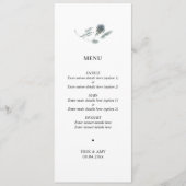 Simple Blue Thistle Floral Wedding Menu Menükarte (Vorderseite)