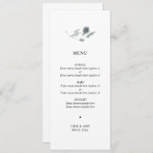 Simple Blue Thistle Floral Wedding Menu Menükarte (Vorne/Hinten)