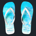 Simple Blue Unisex Bride Groom Sandals Wedding Badesandalen<br><div class="desc">Dieses schlichte und dennoch stilvolle Paar blaue Flip Flops ist ideal für Braut und Bräutigam zum Tragen am Hochzeitstag, Bachelor/Junggeselinnen-Abschied, Flitterwochen oder anderen Feiern. Strich Anpassen Sie es mit Ihrer Formulierung durch die Vorlagenfelder. Wenn Sie gewollt haben, um den Stil, die Farbe oder die Textplatzierung des Schriftartes zu ändern, klicken...</div>