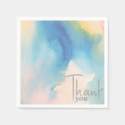 Simple Blue Watercolor Gradient Danke Napkins Serviette (Vorderseite)