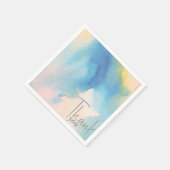 Simple Blue Watercolor Gradient Danke Napkins Serviette (Ecke)