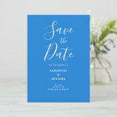 Simple Blue Wedding Save The Date (Stehend Vorderseite)
