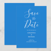 Simple Blue Wedding Save The Date (Vorne/Hinten)