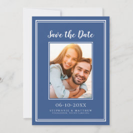 Simple Blue Wedding Verlobung Picture Modern Save The Date