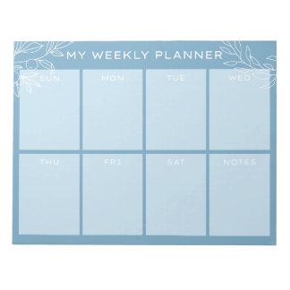 Simple Blue Weekly Planner Notepad Notizblock