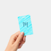simple blue whi watercolor lines add your monogram ausweis (Handheld)
