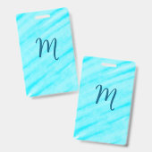 simple blue whi watercolor lines add your monogram ausweis (Vorder- & Rückseite)