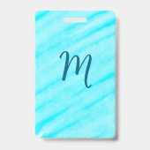 simple blue whi watercolor lines add your monogram ausweis (Rückseite)