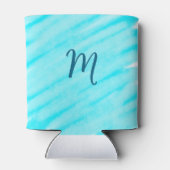 simple blue whi watercolor lines add your monogram dosenkühler (Rückseite)