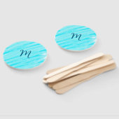simple blue whi watercolor lines add your monogram fächer (Non-assembled)