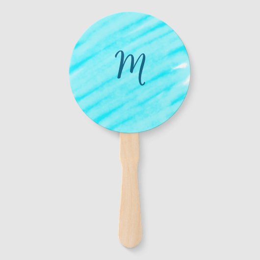 simple blue whi watercolor lines add your monogram fächer (Vorderseite)