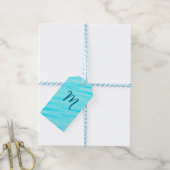 simple blue whi watercolor lines add your monogram geschenkanhänger (Mit Garn)