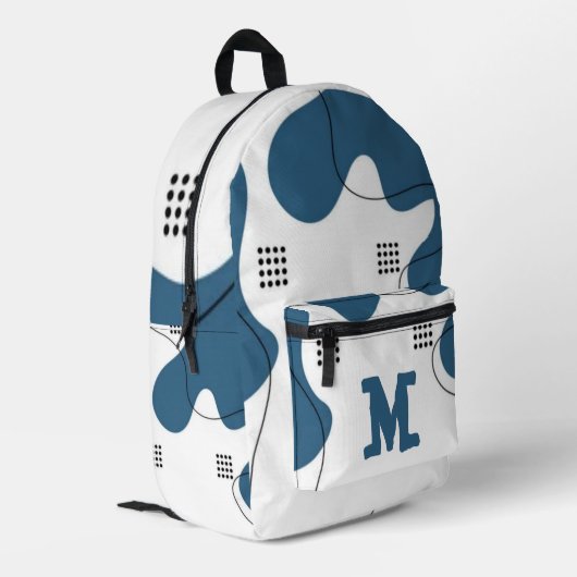 Simple blue white Abstract minimal art Monogram  Bedruckter Rucksack (Rückseitige Ecke links)