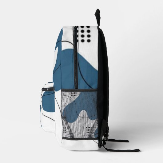 Simple blue white Abstract minimal art Monogram  Bedruckter Rucksack (Rechts)