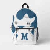 Simple blue white Abstract minimal art Monogram Bedruckter Rucksack (Vorderseite)