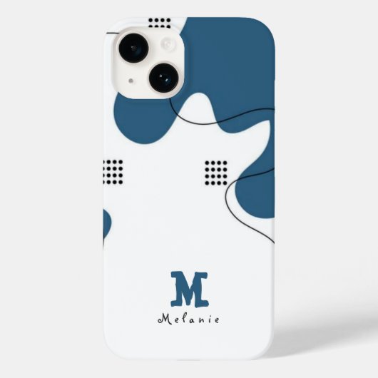 Simple blue white Abstract minimal art Monogram Case-Mate iPhone Hülle (Rückseite)