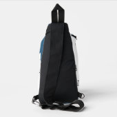 Simple blue white Abstract minimal art Monogram  Crossbody Bag (Rückseite)