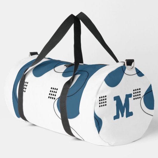 Simple blue white Abstract minimal art Monogram  Duffle Bag (Linke Ecke)