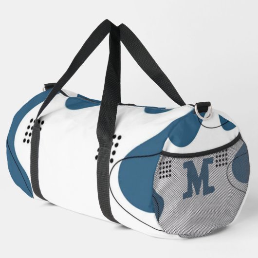 Simple blue white Abstract minimal art Monogram Duffle Bag (Rechte Ecke)