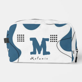 Simple blue white Abstract minimal art Monogram  Waschbeutel