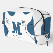 Simple blue white Abstract minimal art Monogram Waschbeutel (Rechte Ecke)