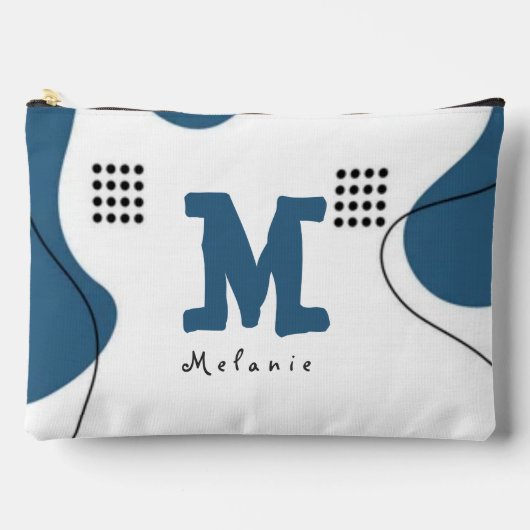 Simple blue white Abstract minimal art Monogram  Zubehörtasche (Vorderseite)