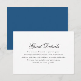 Simple Blue White Calligraphy Quinceanera Details RSVP Karte