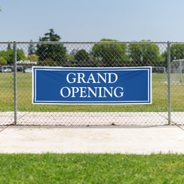 Simple Blue White Gerahmt Business Grand Opening Banner