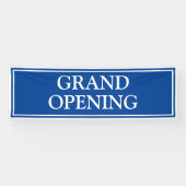 Simple Blue White Gerahmt Business Grand Opening Banner (Horizontal)