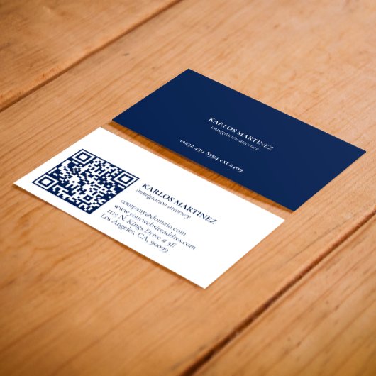 Simple Blue & White Immigration Attorney QR code B Visitenkarte